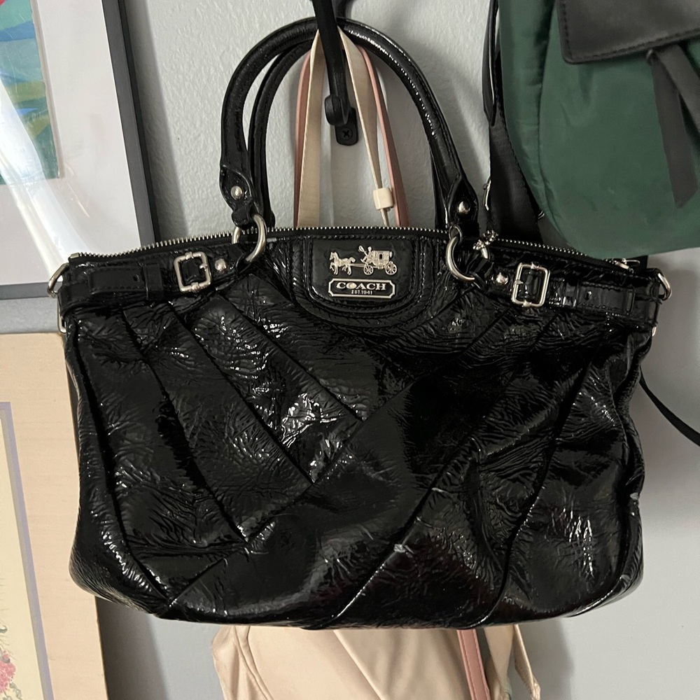 Coach Black Shoulder Bag with Glossy Finish